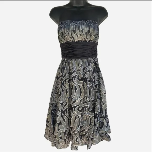 BCBGMaxAzria | Dresses | Bcbgmaxazria Black And Silver Strapless Party Dress  | Poshmark